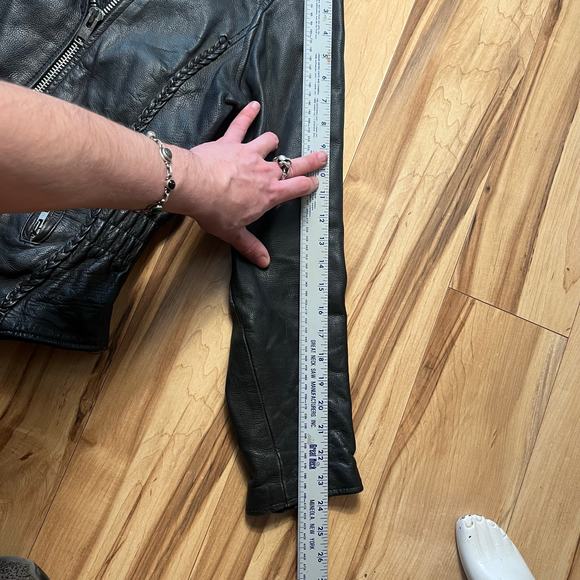 VINTAGE 80s Motorcycle Jacket Womens Small Cross Zip Biker Greaser Punk Braided - Picture 5 of 8